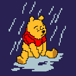 Winnie in de regen